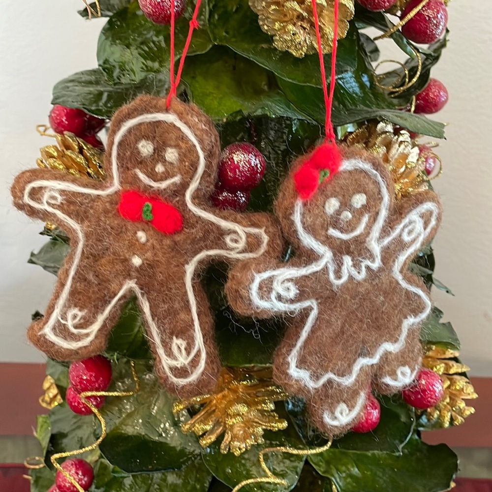 Hand crafted needle felted cinnamon scented air freshener ornaments oil infused